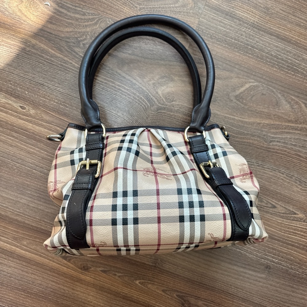 Burberry Checkered Shoulder Bag - brown,Cream,Red